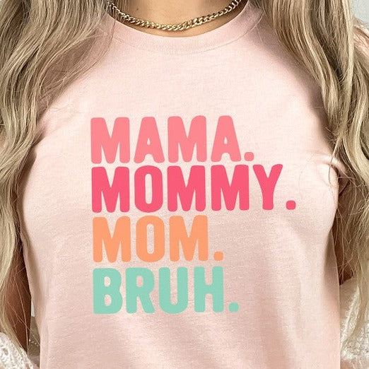 Plus Mama Mommy Mom Bruh Pastel Graphic Tee - Plus