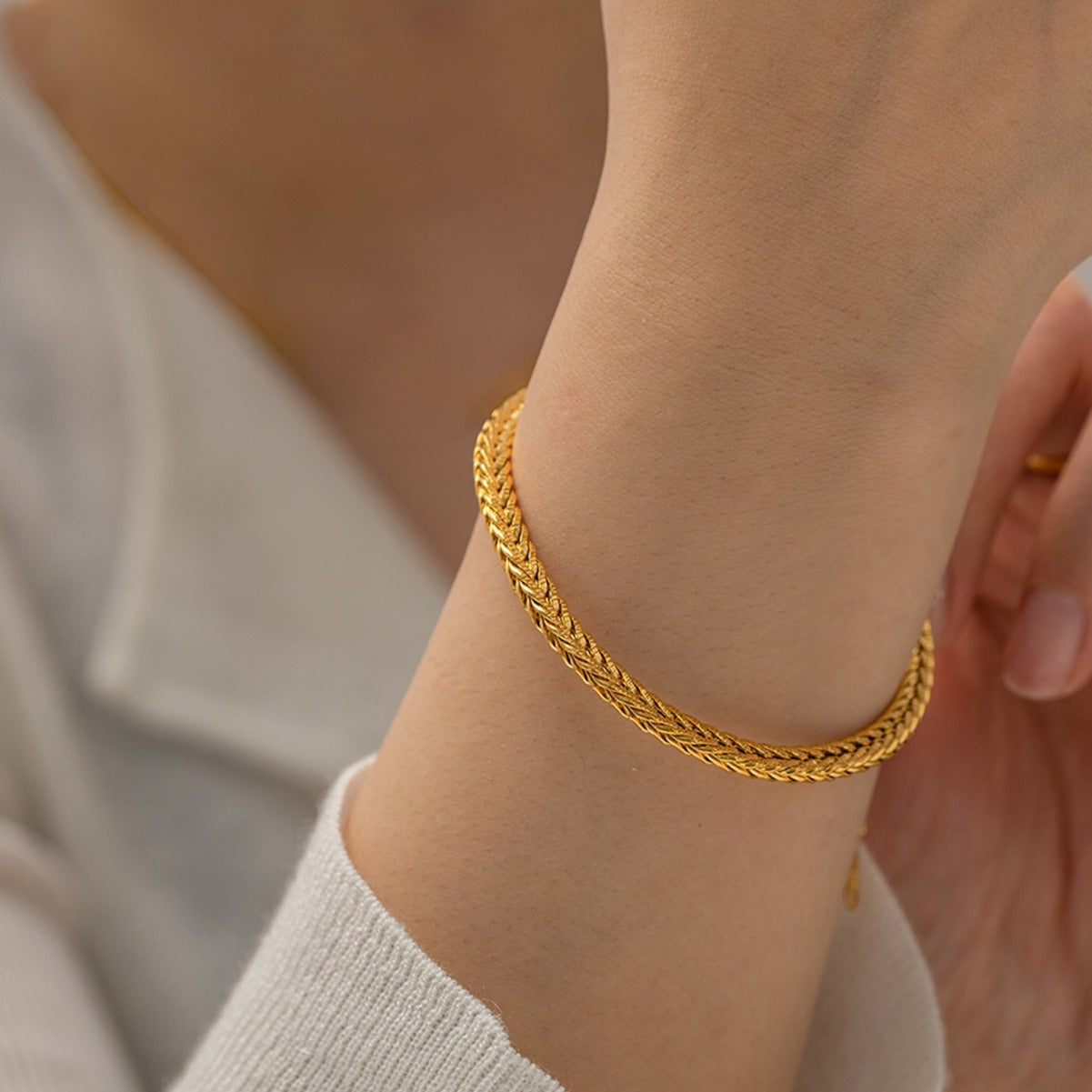 Gold Steel Chain Bracelet