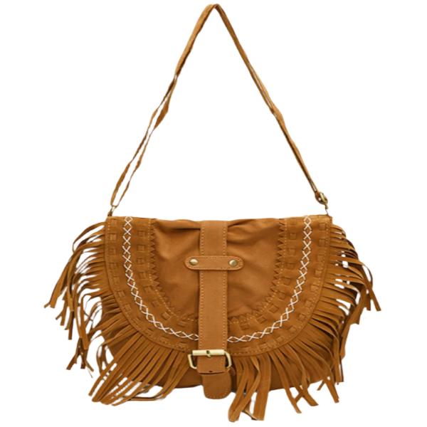 Suede Fringe Shoulder Bag