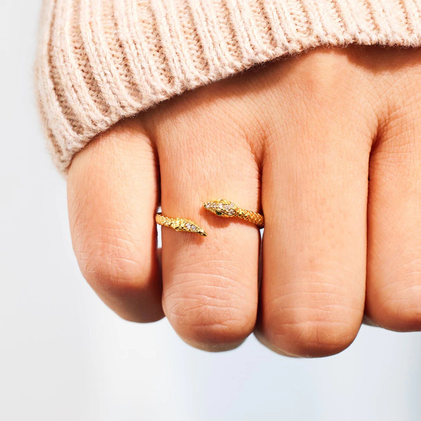 Snake Shape 18K Gold Toned Bypass Ring