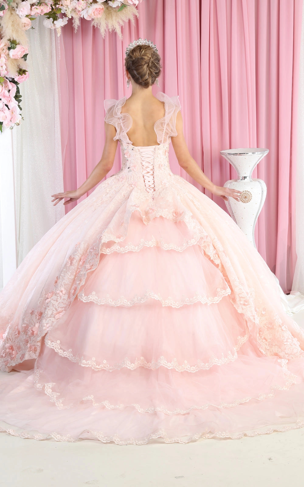 Floral Corset Quinceanera Ball Gown