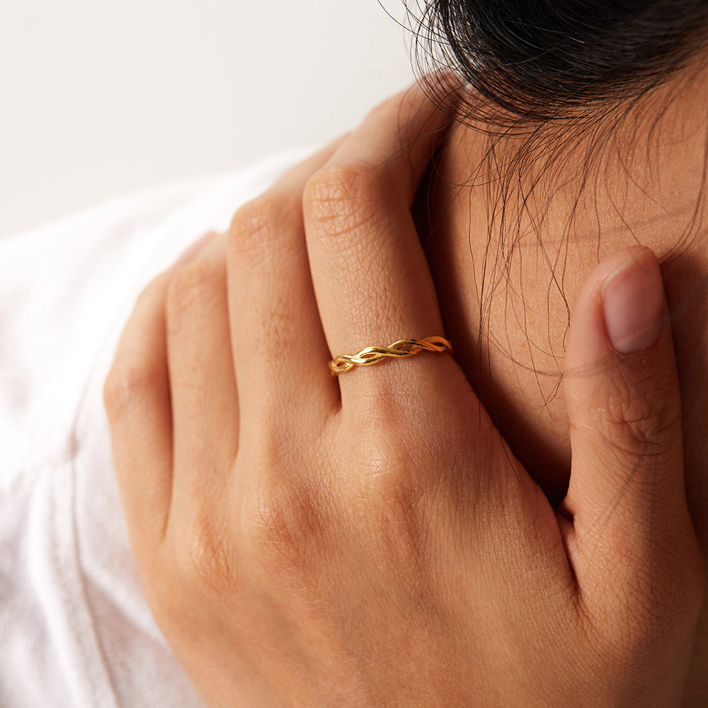 Gold Steel Twisted Ring