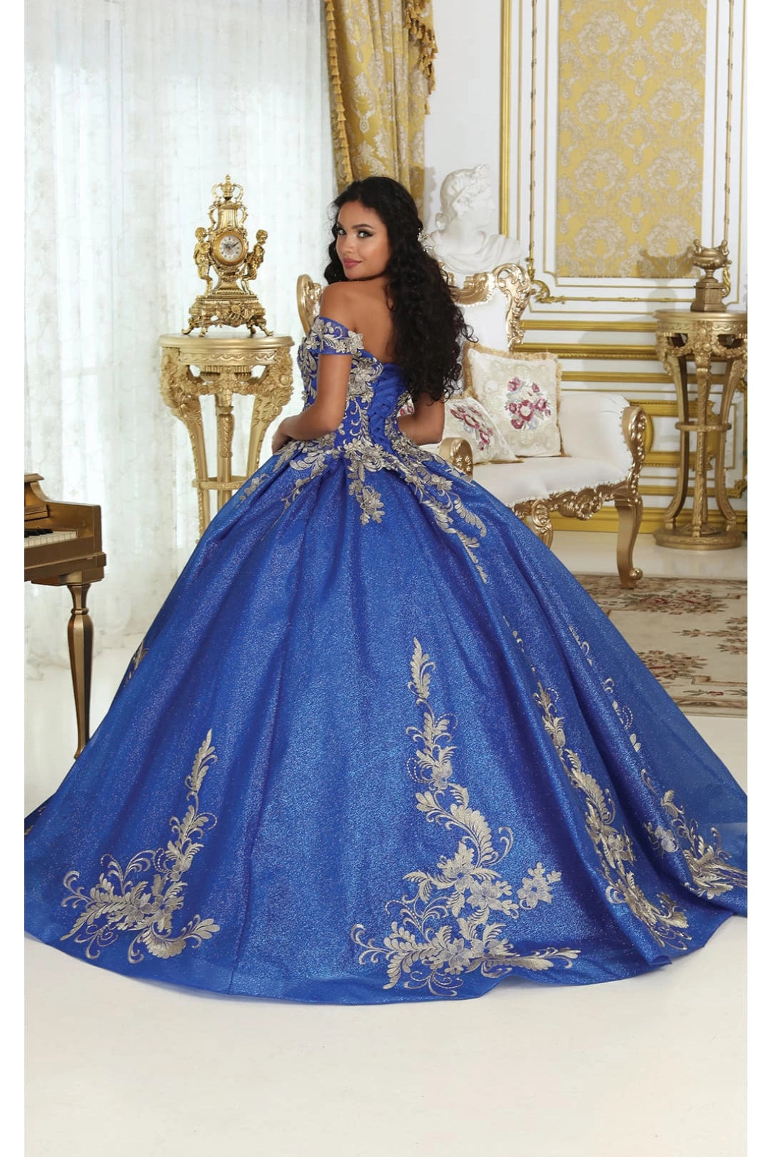 Lace Applique Off Shoulder Quinceanera Gown