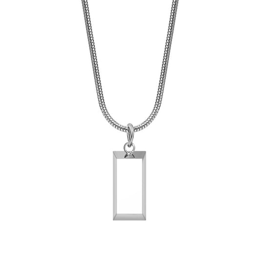 Silver Steel Brick Charm Necklace