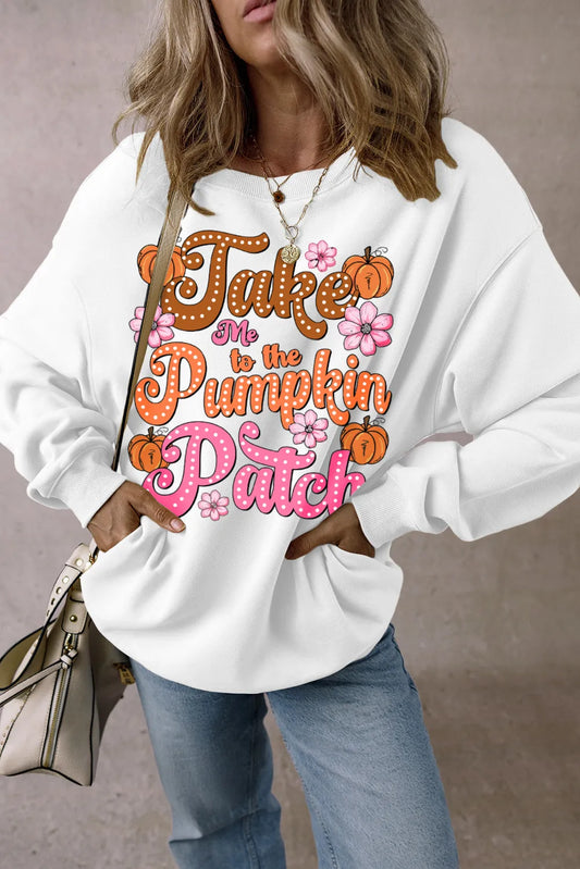 Take Me To The Pumpkin Patch Graphic Long Sleeve Sweatshirt