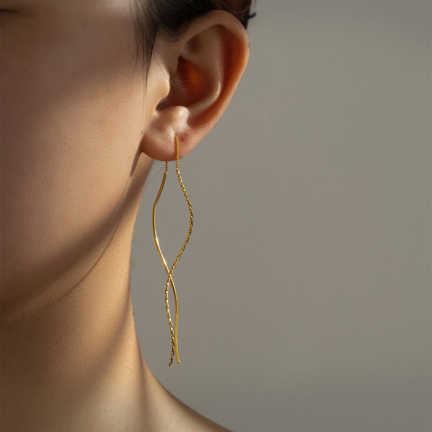 Golden Whispers Threader Earrings