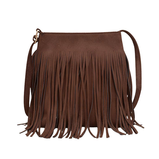 Suede Fringe Crossbody Bag