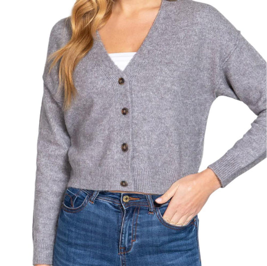 V-Neck Button Up Knit Cardigan