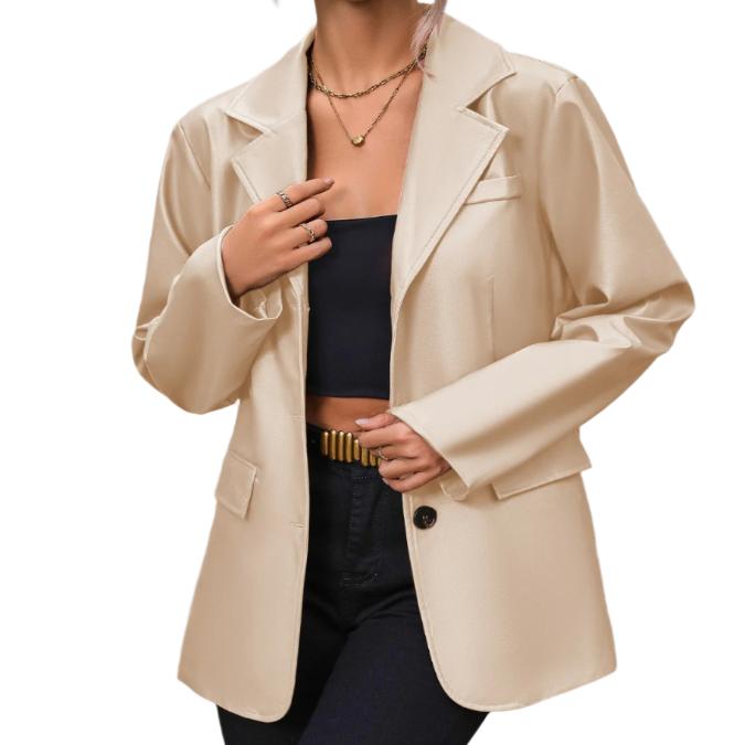 Button Up Collared Neck Blazer