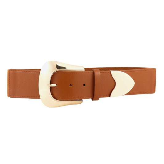 Elastic Wide Vegan Leather Belt