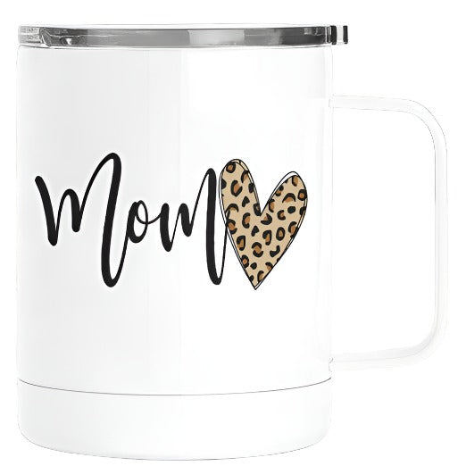 Mom Script Leopard Heart Mug