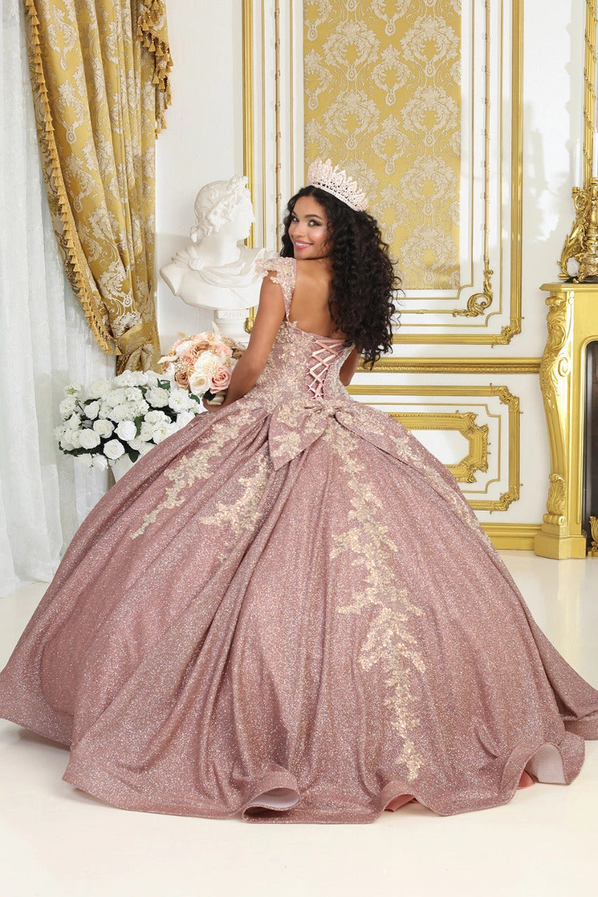 Mauve Glitter Quinceanera Corset Ball Gown