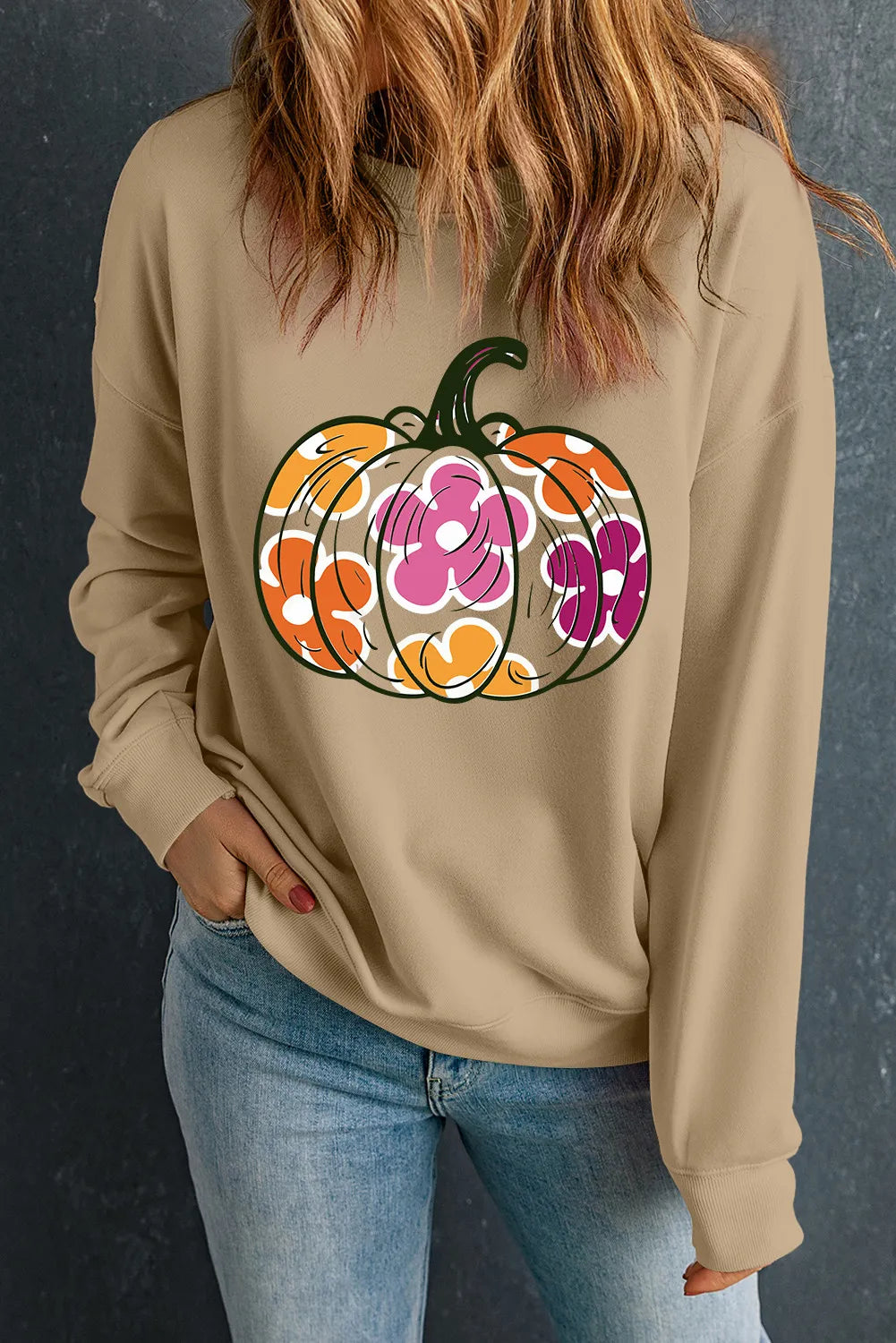 Pumpkin & Flower Graphic Sweatshirt