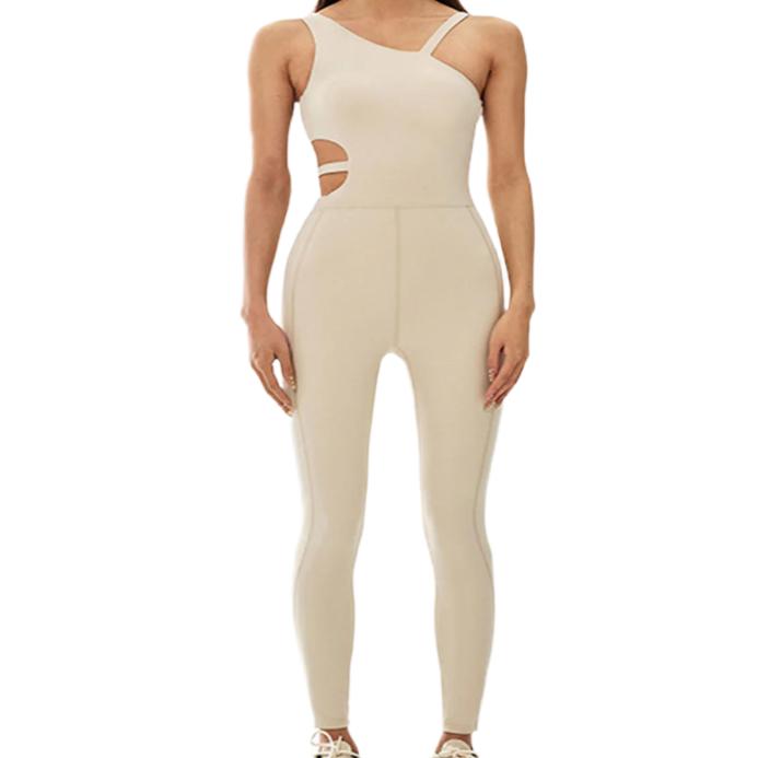 Cutout Asymmetrical Neck Active Jumpsuit