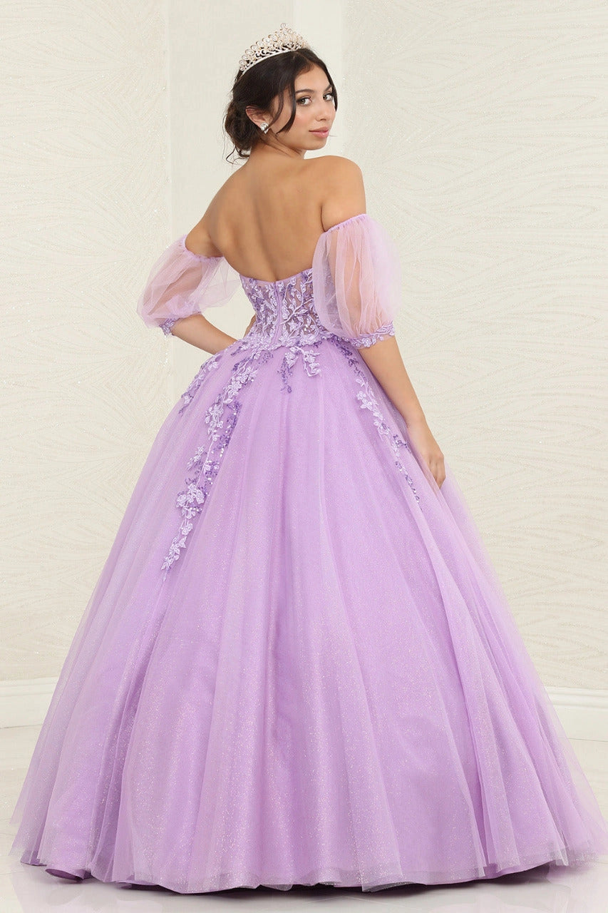 Corset Floral Sequin Applique Quinceanera Ball Gown