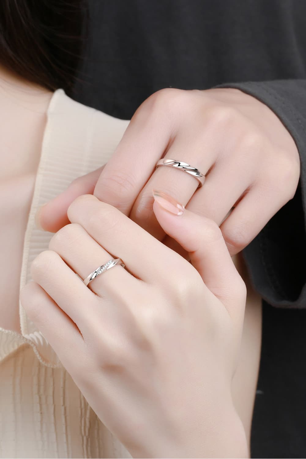 Minimalist Sterling Silver Rhodium-Plated Rings