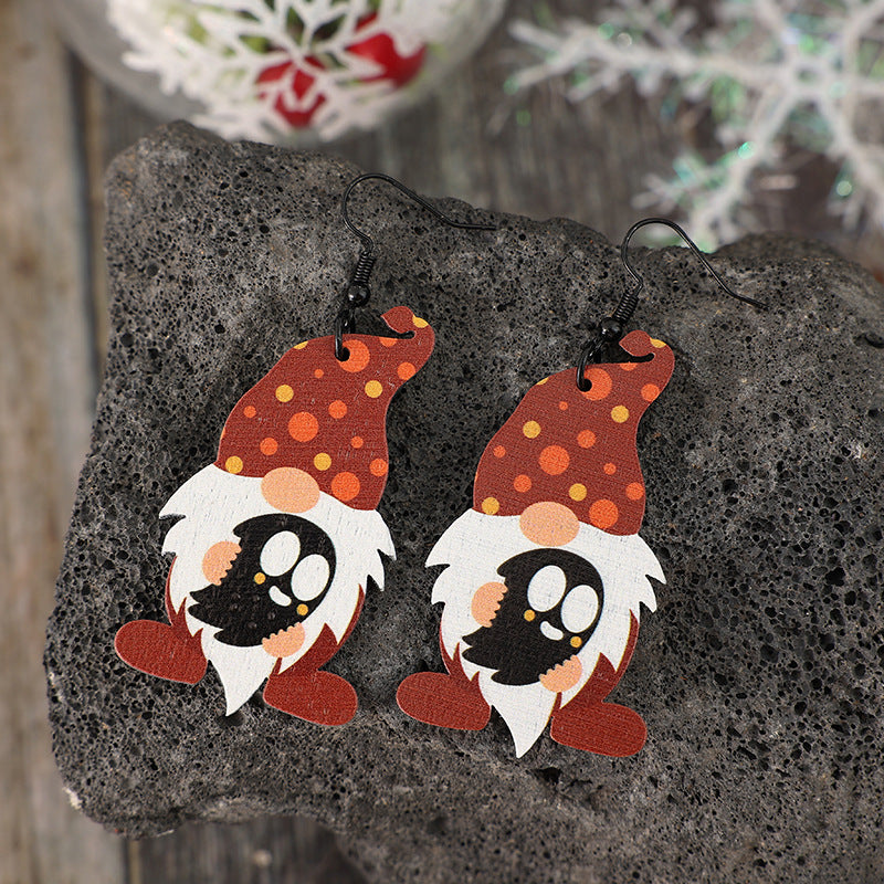 Halloween Gnome Wooden Dangle Earrings