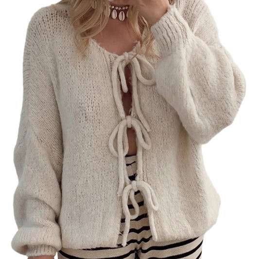 Tied Dropped Shoulder Cardigan