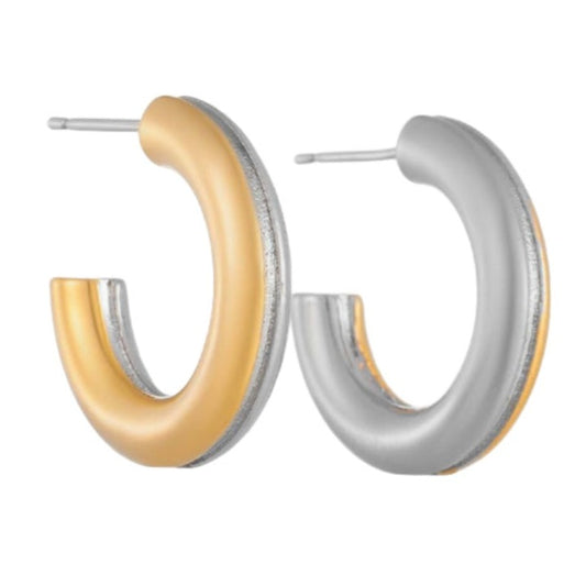 Sterling Silver Two-Tone Fusion Hoop Earrings