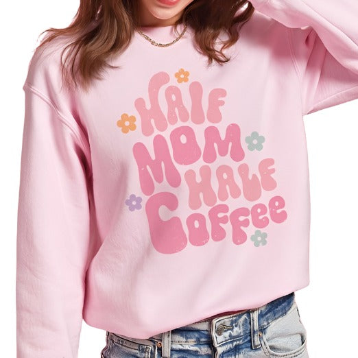 Half Mom Half Coffee Graphic Top