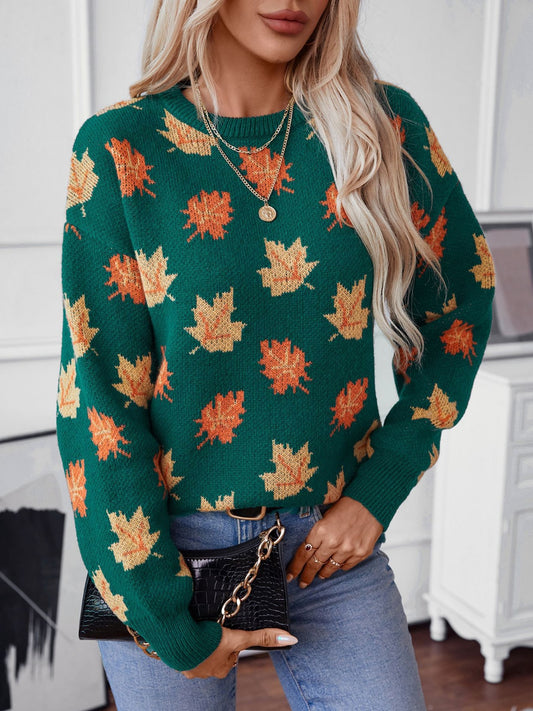 Maple Leaf Round Neck Sweater