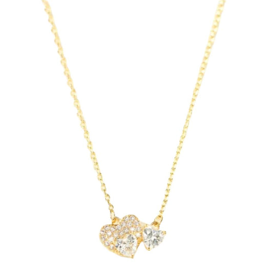 Gold 925 Sterling Silver Zircon Heart Necklace