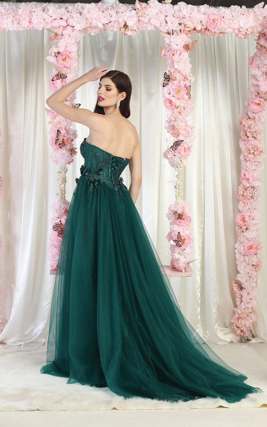 Strapless Prom Gown with Detachable Sleeves