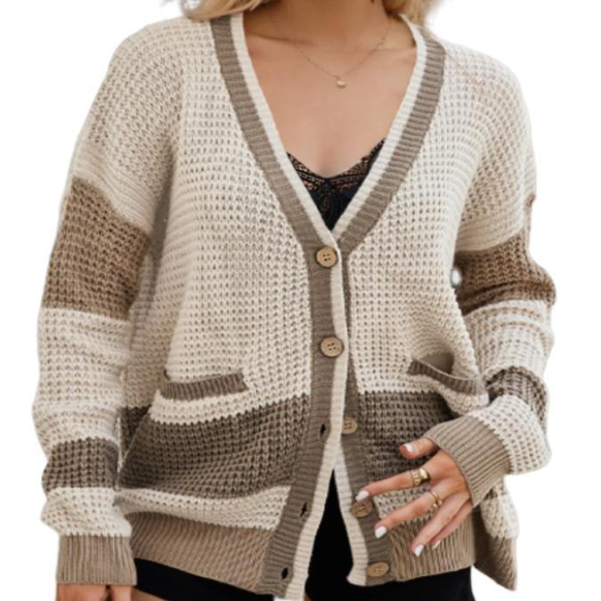 Contrast Button Up Cardigan