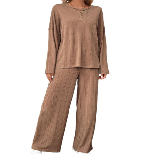 Button Long Sleeve Top & Pants Set