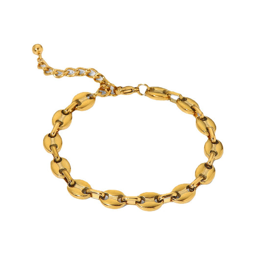 Gold Steel Pig Nose Buckle Anklet