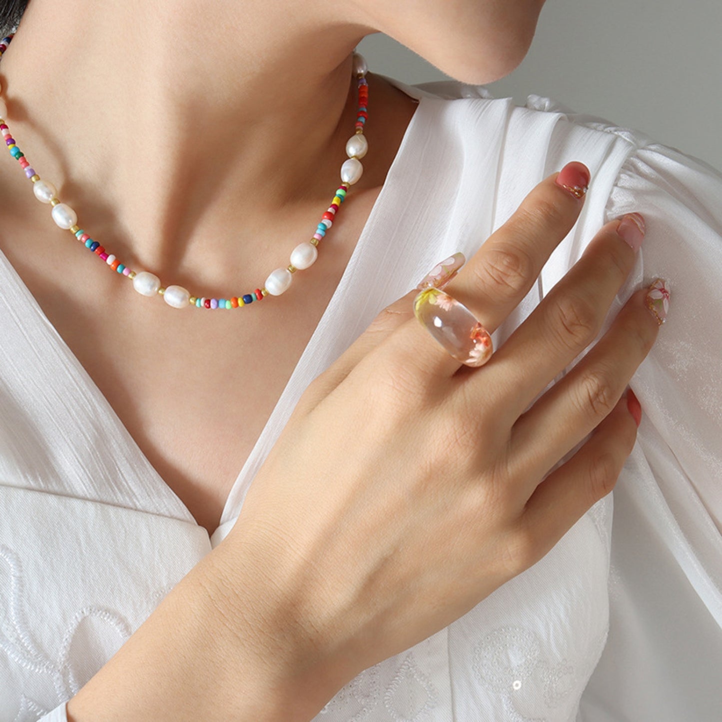 Vivid Harmony Pearl Beaded Necklace