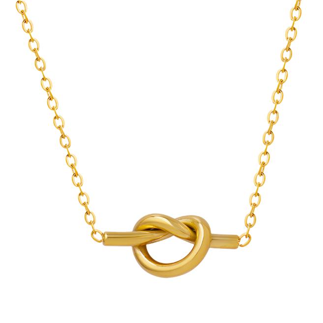 18K Gold-Plated Gold Steel Knot Necklace