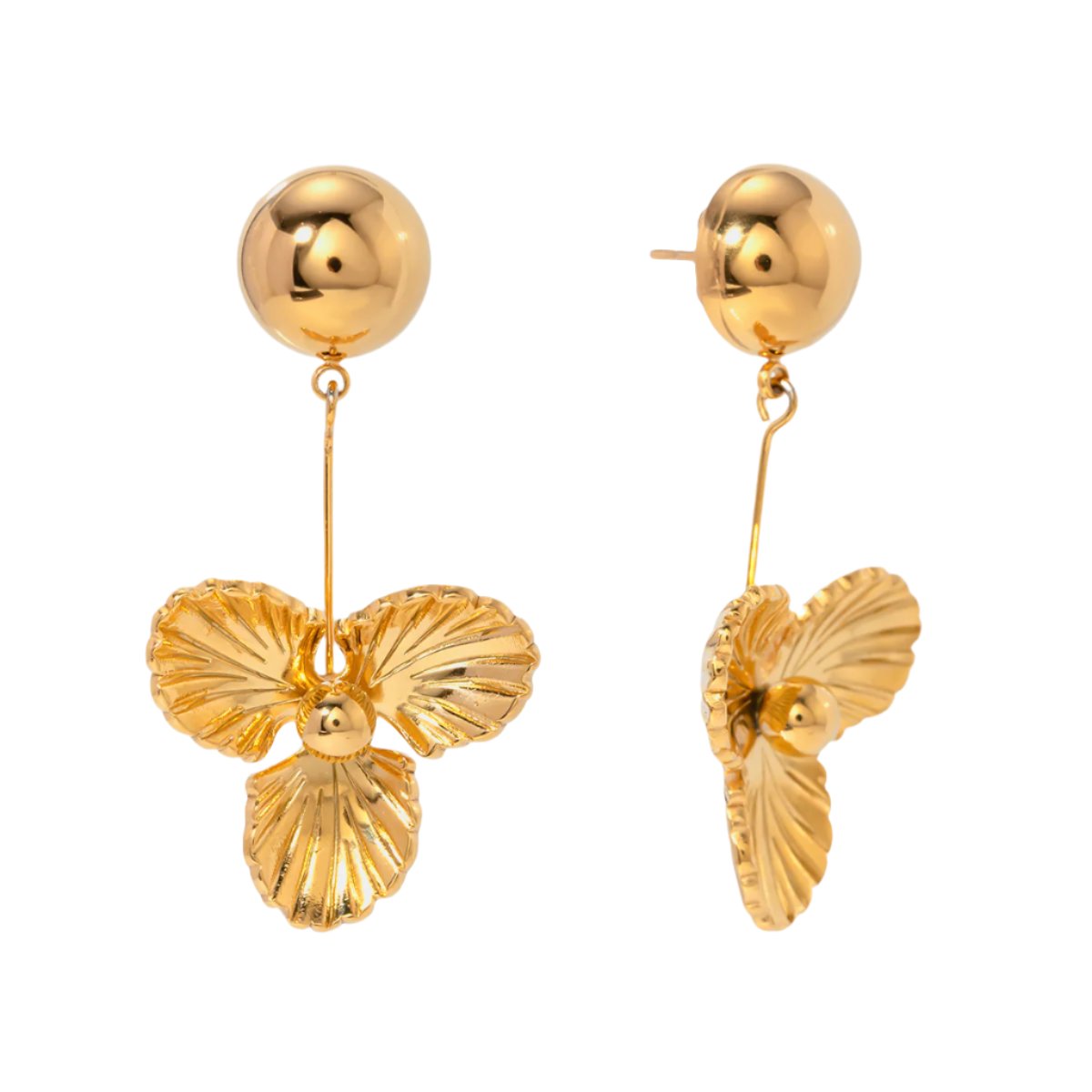 Gold Steel Flower Earrings