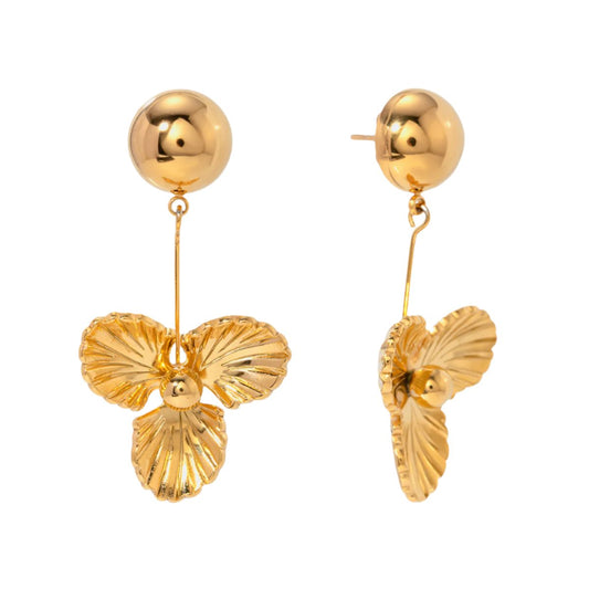 Gold Steel Flower Earrings