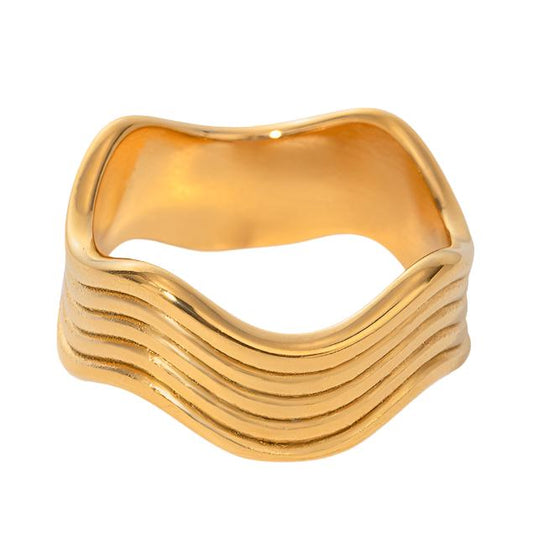 Gold Steel Corrugated Ring