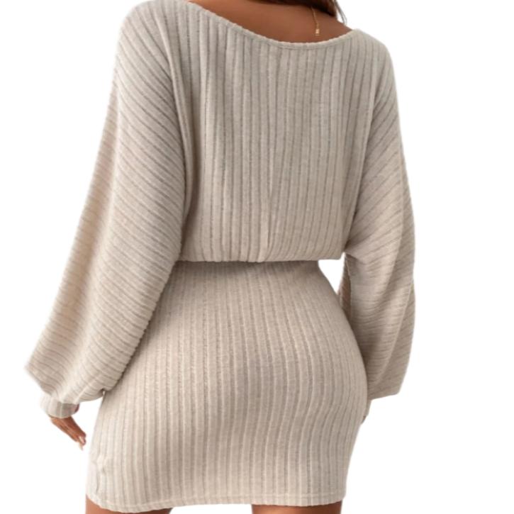 Round Neck Long Sleeve Mini Dress