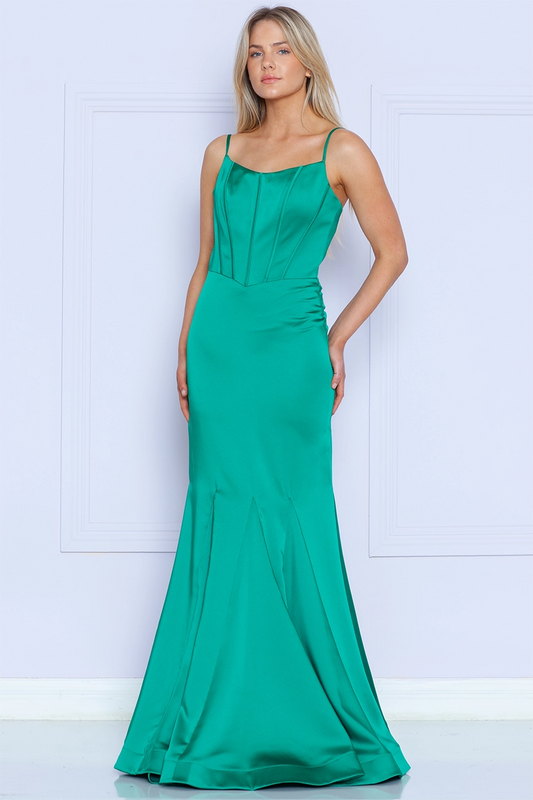 Simple Satin Long Mermaid Formal Evening Gown