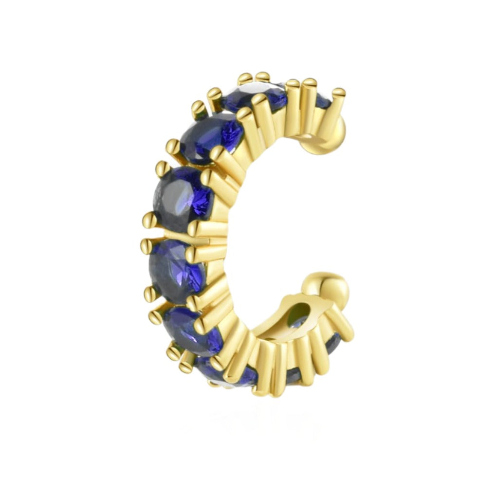 Gemstone Radiance Huggie Cuff Earring