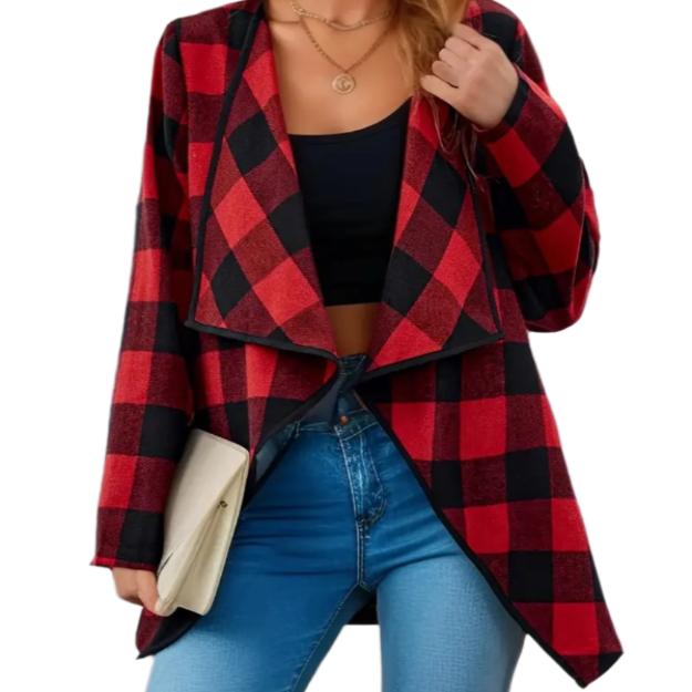 Plaid Open Front Jacket