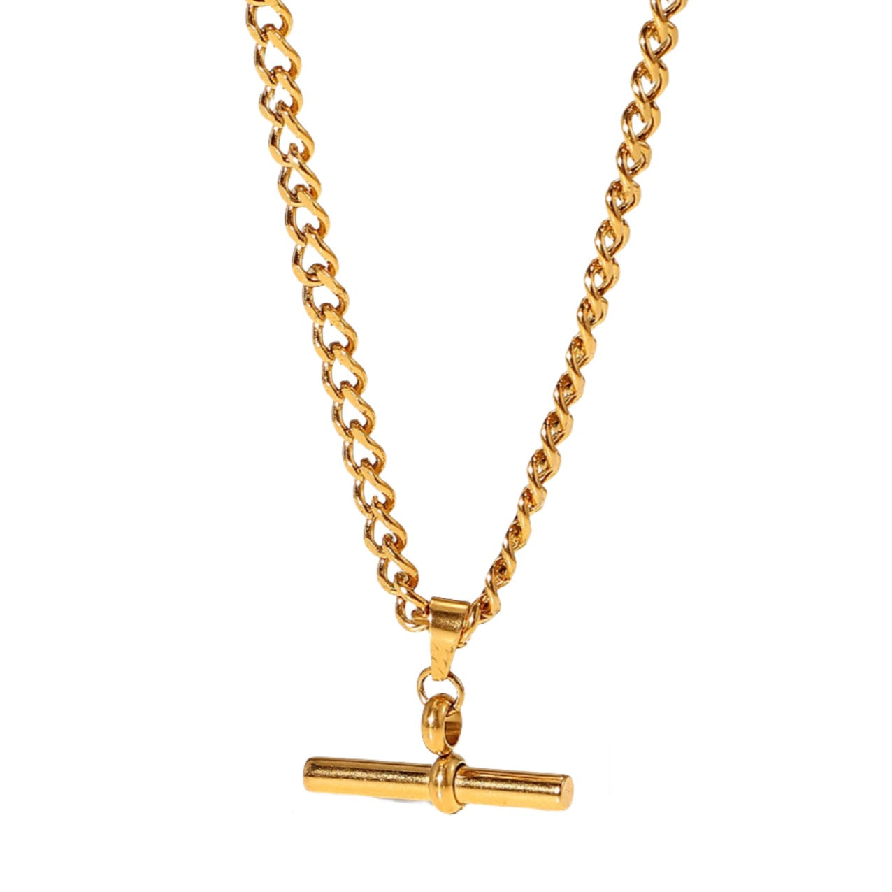 Bar Gold Steel Charm Necklace