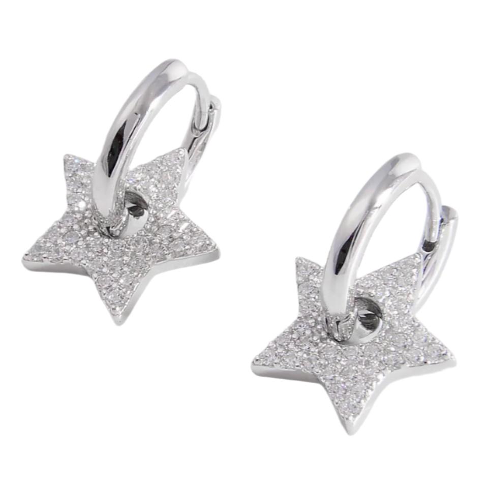 925 Sterling Silver CZ Star Earrings