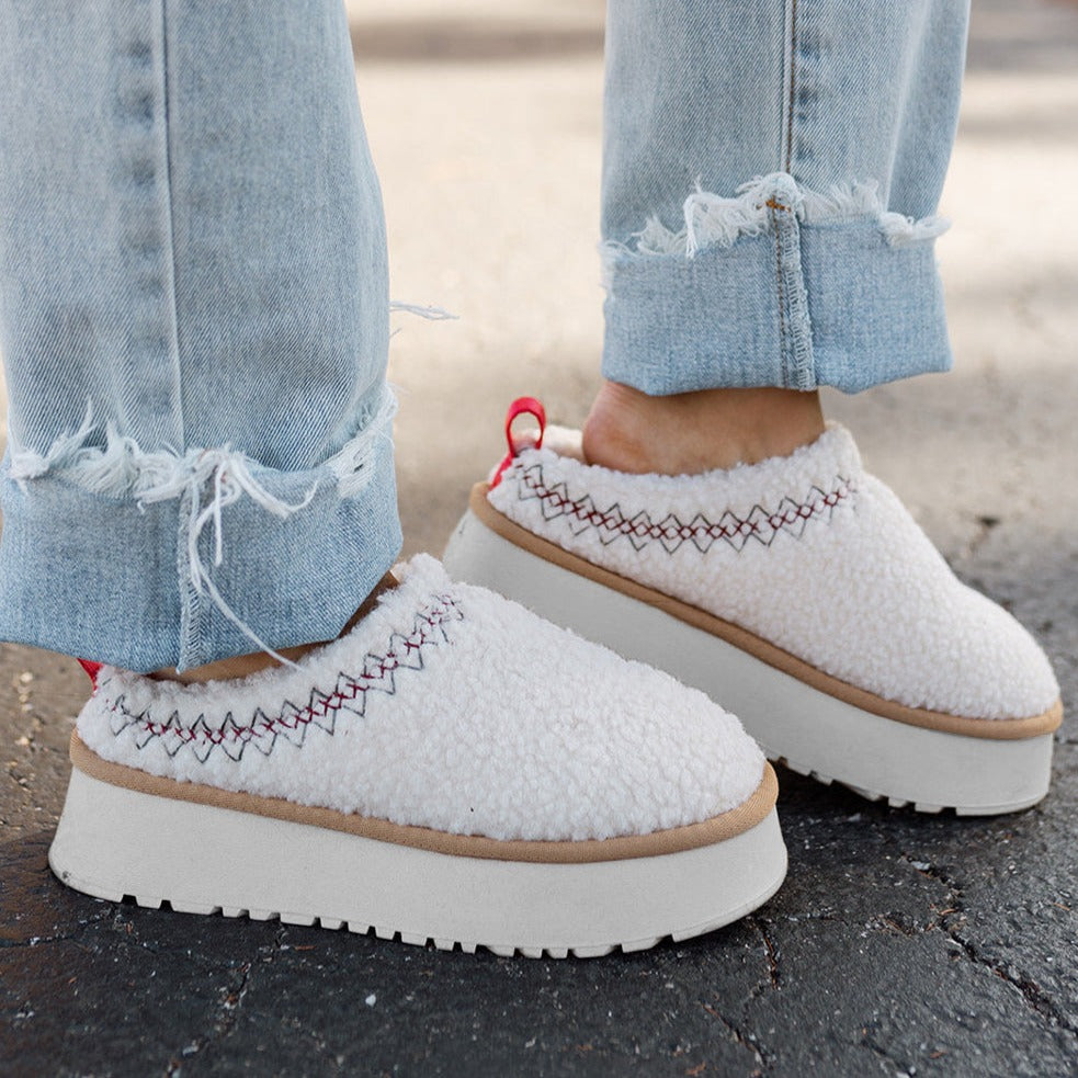 White Suede Plush Snow Boots