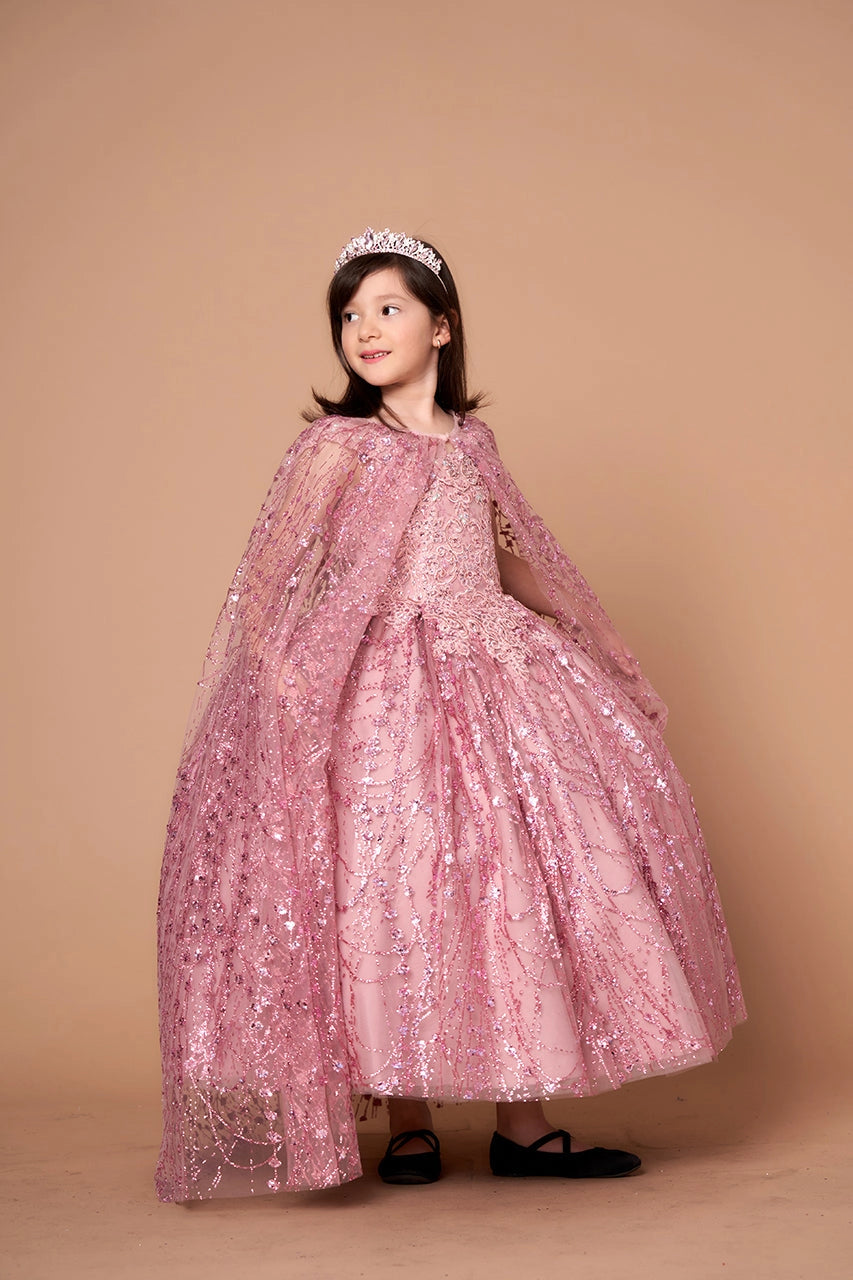 Glitter Detachable Cape Mini Quince Dress