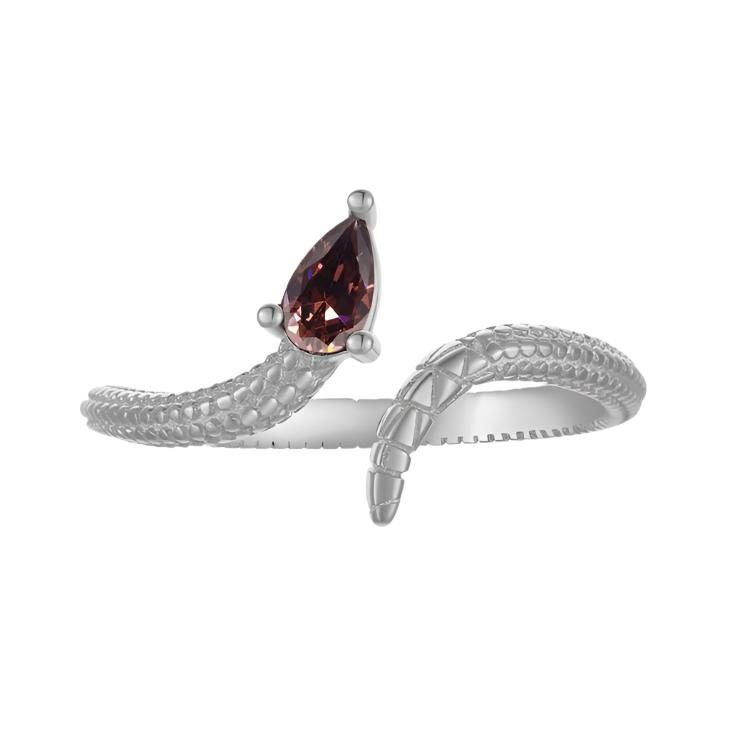 925 Sterling Silver CZ Snake Ring