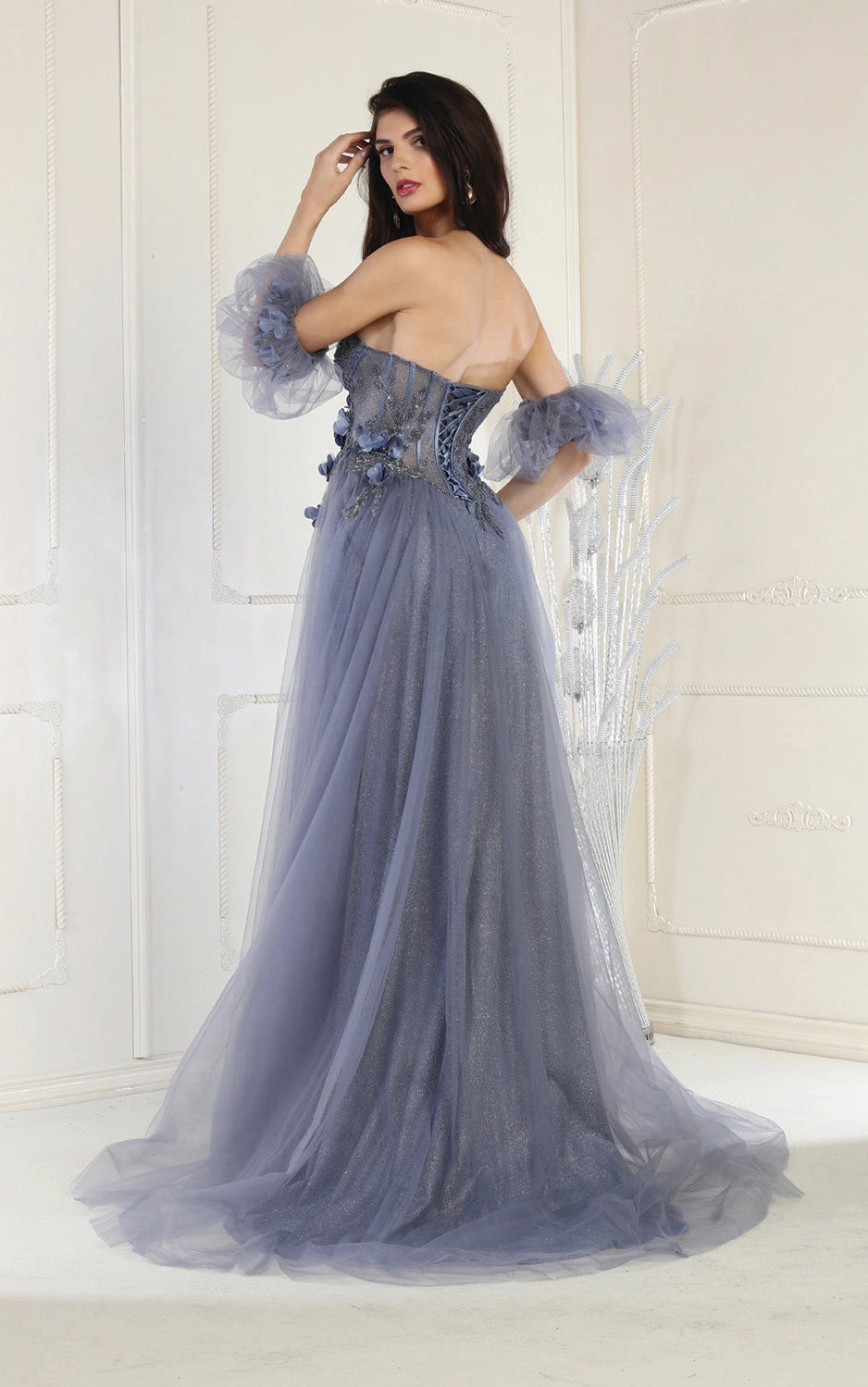 Strapless Prom Gown with Detachable Sleeves