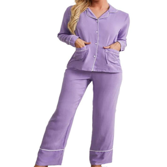 Purple Shirt & Pants Pajama Set with Pockets