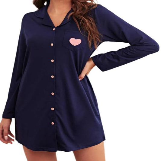 Heart Print Night Shirt Dress