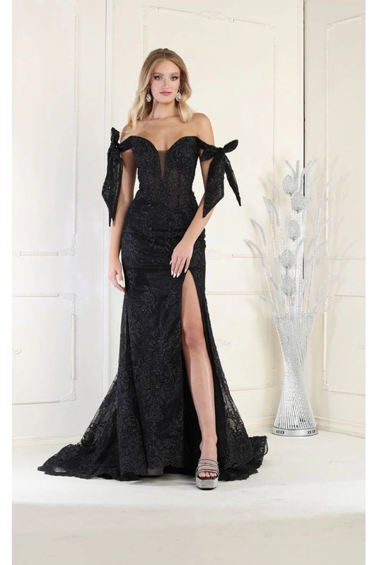 Off the Shoulder Long Formal Prom Gown