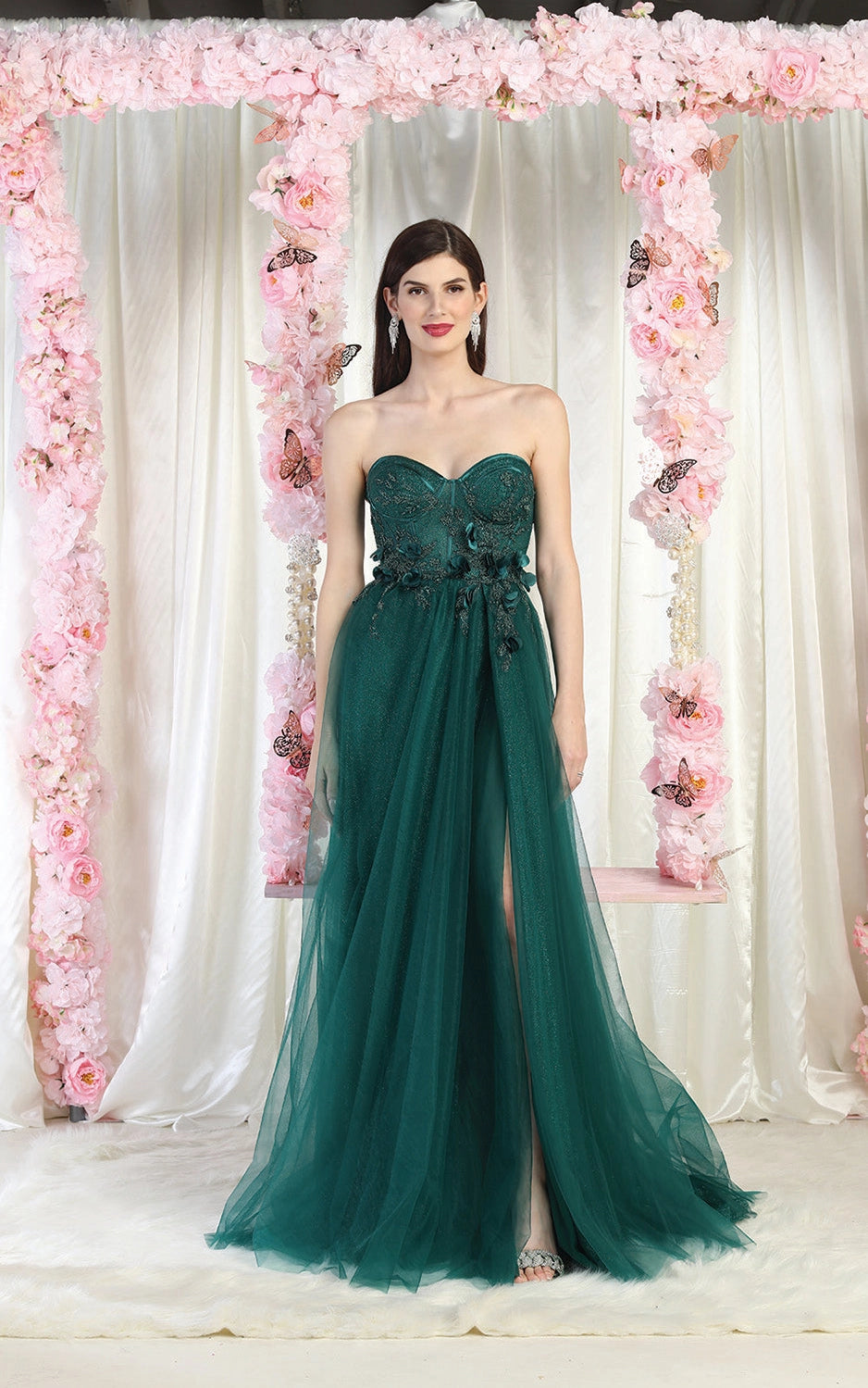 Strapless Prom Gown with Detachable Sleeves