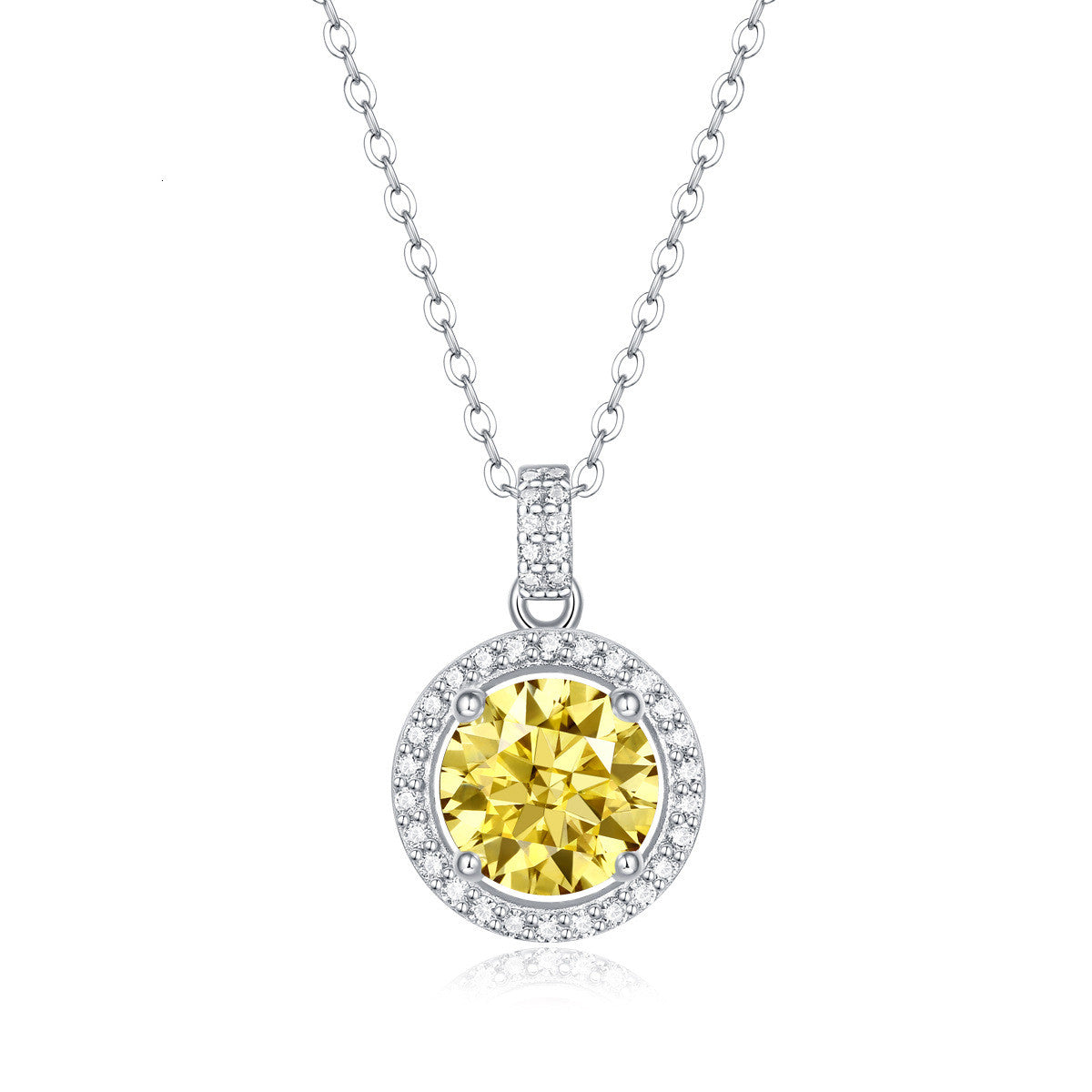 Yellow Moissanite Sterling Silver Charm Necklace